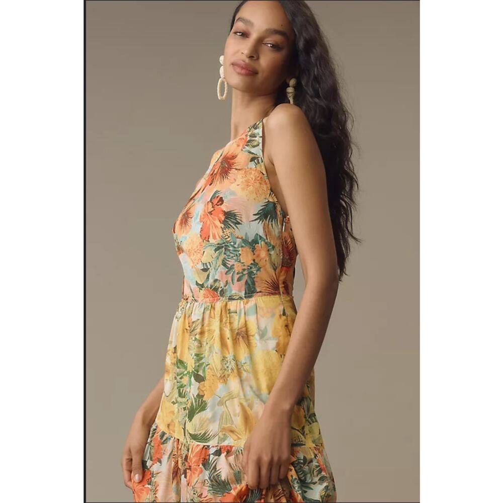 Anthropologie Pilcro Halter Tiered Maxi Dress Multicolor Size S NWT - Picture 3 of 12